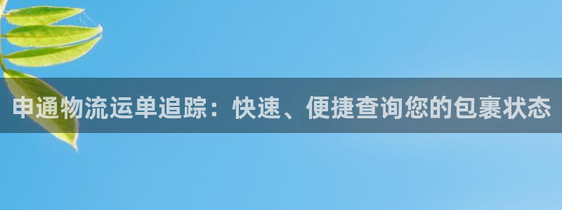 28圈稳吗：申通物流运单追踪：快速、